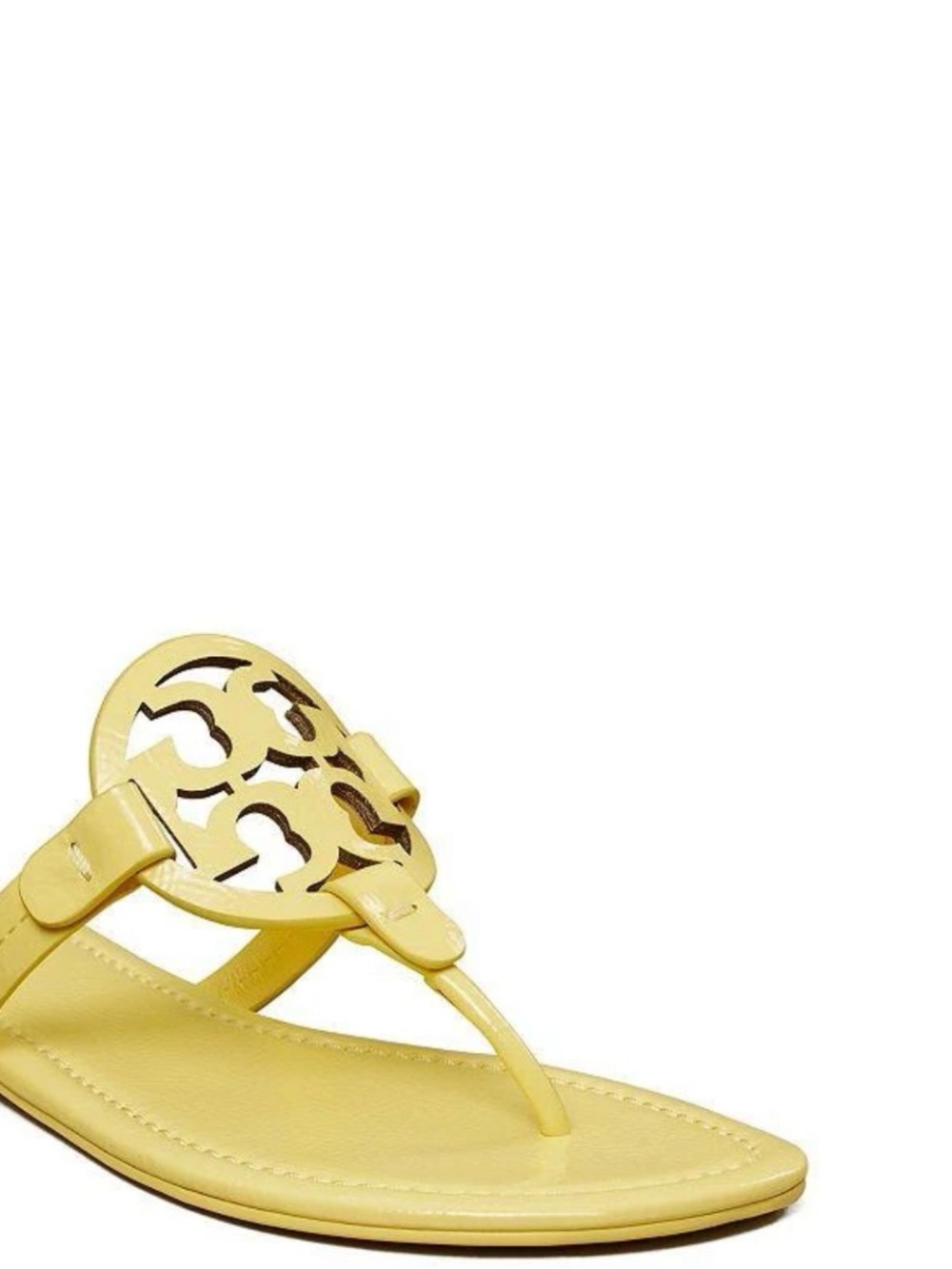 New w/ bag Tory Burch Yellow Leather Cutout Logo Thong Sandal